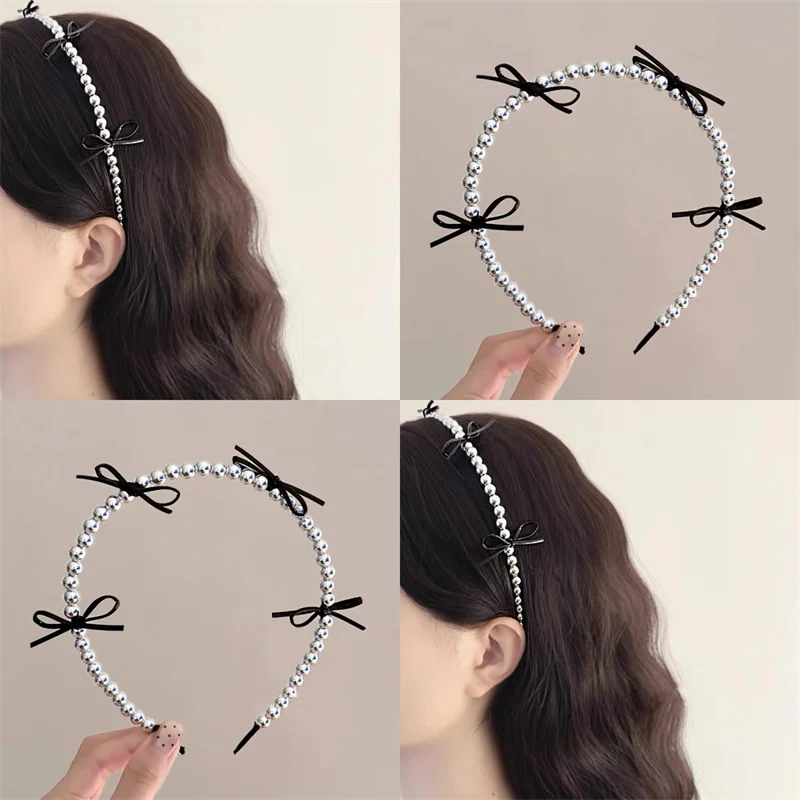 Милая повязка на голову с жемчужным бантом обруч для волос женщин и девочек