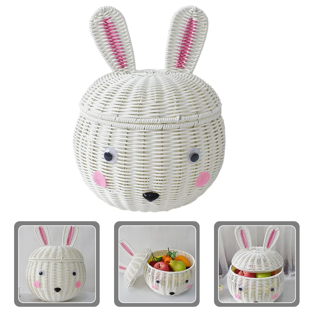 

Rabbit Storage Basket Simulation Rattan Decorative Baskets Woven Wicker Multipurpose Pp Small Shelves Organizer