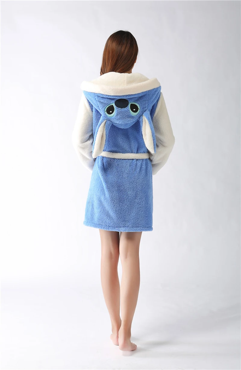 Women's Winter Thin Short Nightgown Length To Thigh Polyester Warm Comfortable Colorful Animal Pattern Leisure Wear With A Belt