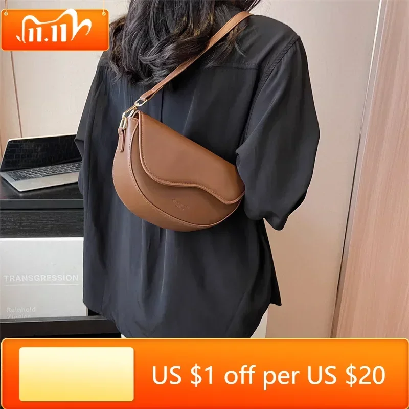 

Women's PU Retro Luxury Solid Color Small Shoulder Bag Fashion Simple Underarm Handbag for Femele Travel Crossbody