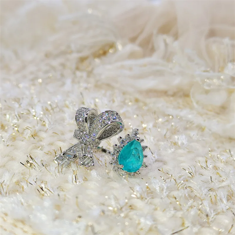 

Colored Gems sapphire butterfly ring for women Open temperament wild index finger ring