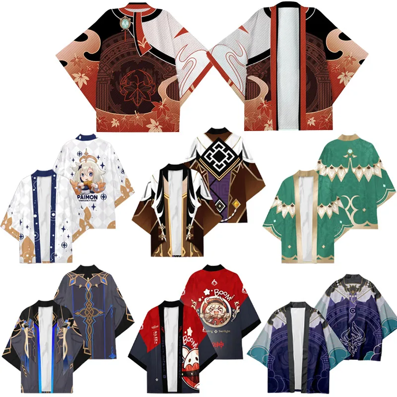 

Genshin Impact Haori Kimono Xiao Zhong Li Kaedehara Kazuha Barbatos Venti Cosplay Kimono Coat Shirt Adult Unisex Cloak Costumes