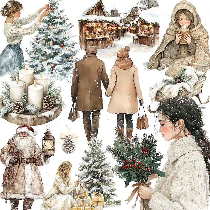 Белые зимние рождественские наклейки для рукоделия и скрапбукинга детские