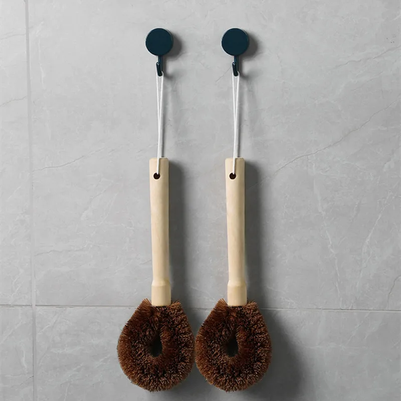 

Coconut Palm Brush Pot Wash Pot Brush Pot Brush Dishwashing Brush Kitchen Brush Long Handle Cleaning Brush Dishwashing Artifact