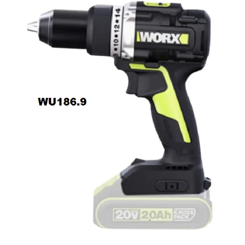 Беспроводная Дрель WORX WU186, 20 В, 60 нм, 2000 Φ мощность, 2 скорости, регулируемая зеленая батарея, платформа, электроинструменты
