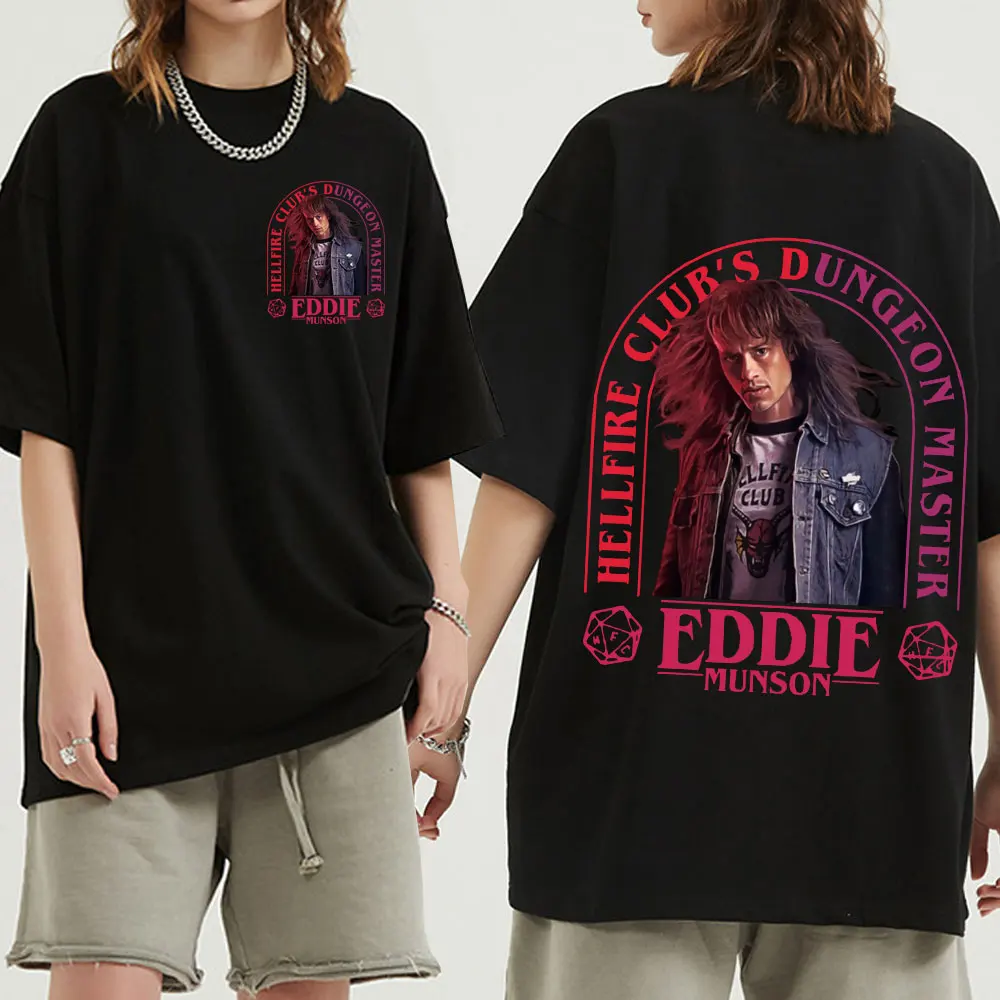 

Fashion Hip Hop Harajuku Tee Shirt Unisex Oversize T Shirt Stranger Things 4 Hellfire Club Eddie Munson Graphics Print T-shirts