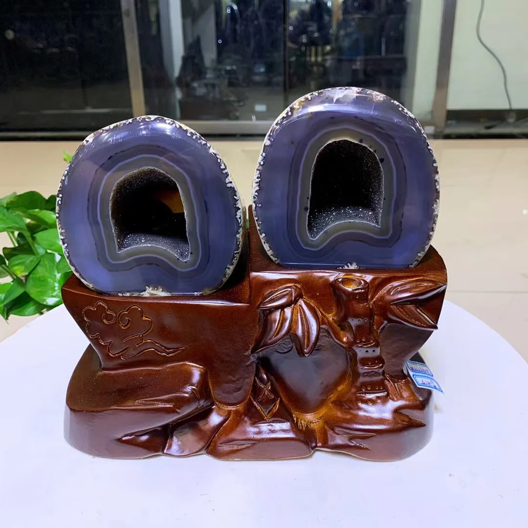 

Fine agate pair hole natural agate crystal cornucopia folio