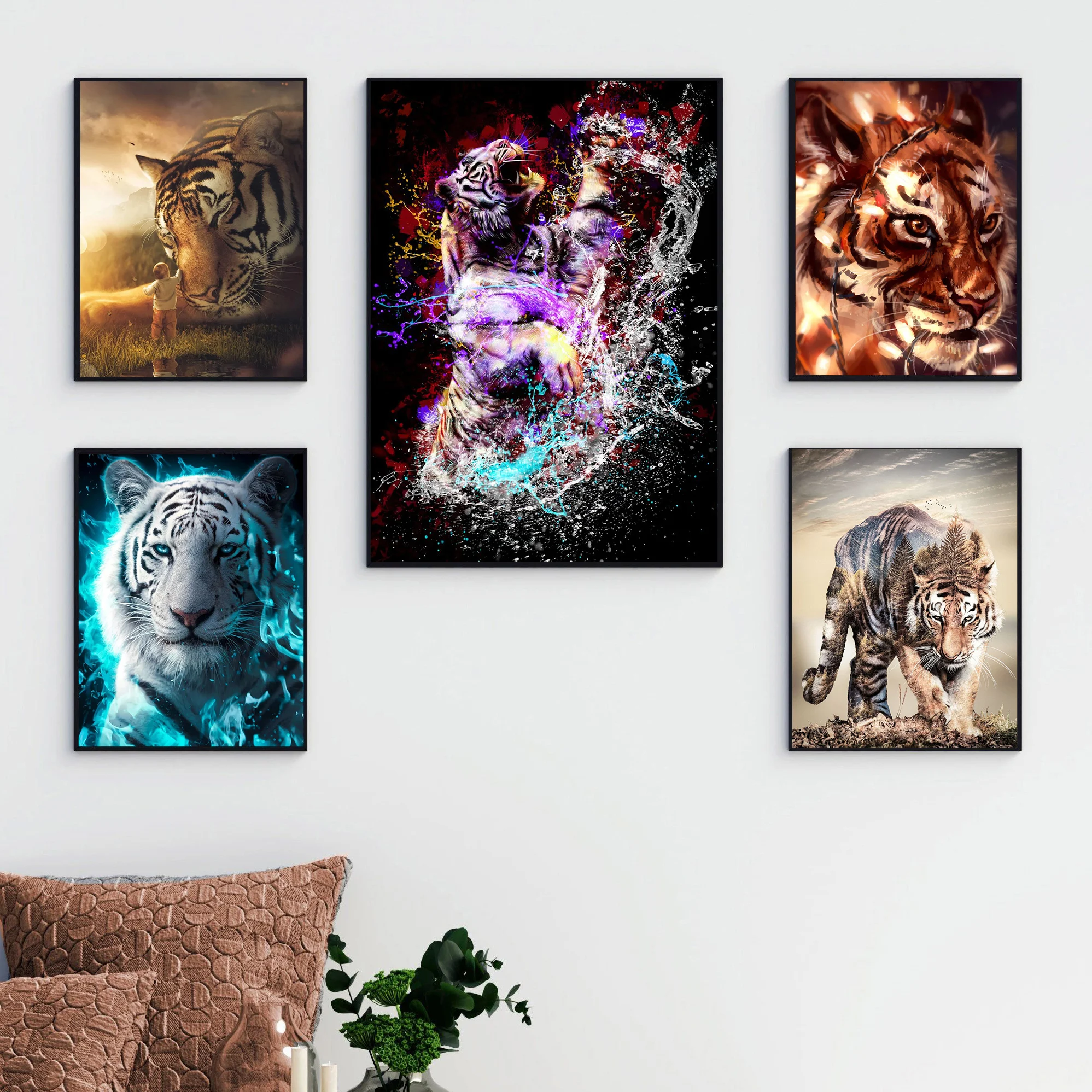 

Modern Animal Wall Art Canvas Painting Tiger Nordic Posters and Prints Wall Pictures for Living Room Home Decor
