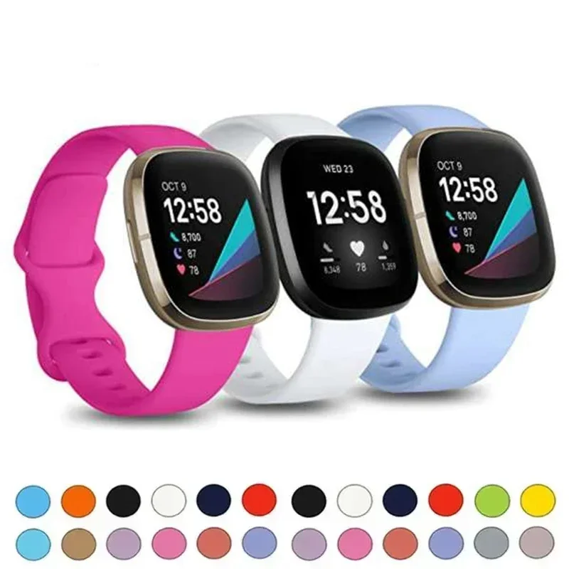 Фото Силиконовый ремешок для Fitbit Versa 3, мягкий ремешок для умных часов Correa, спортивный браслет Fit bit Versa 4 Sense 2, аксессуары для ремешка для часов №1
