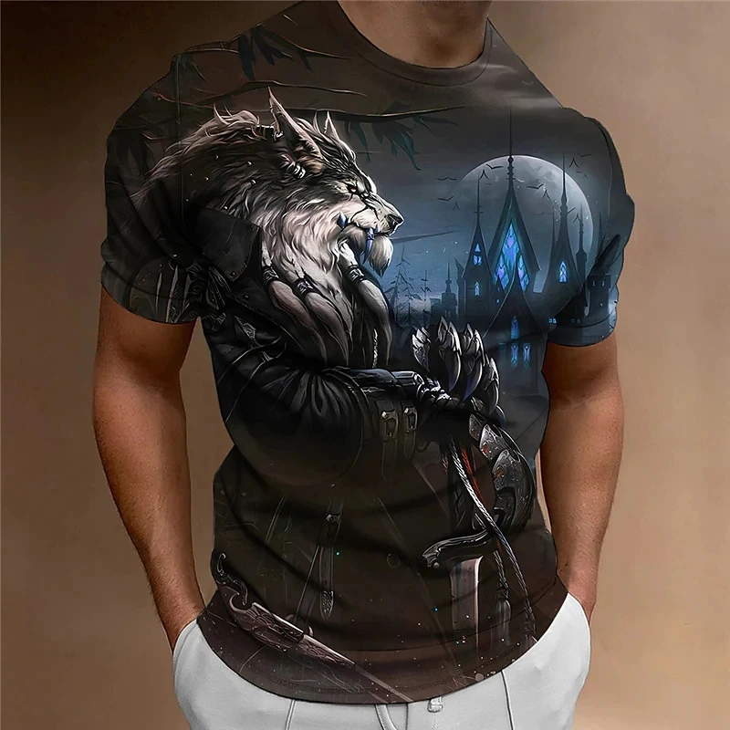 

Футболка мужская с 3D-принтом орла, топ с коротким рукавом, повседневная тенниска оверсайз в стиле оверсайз, уличная одежда