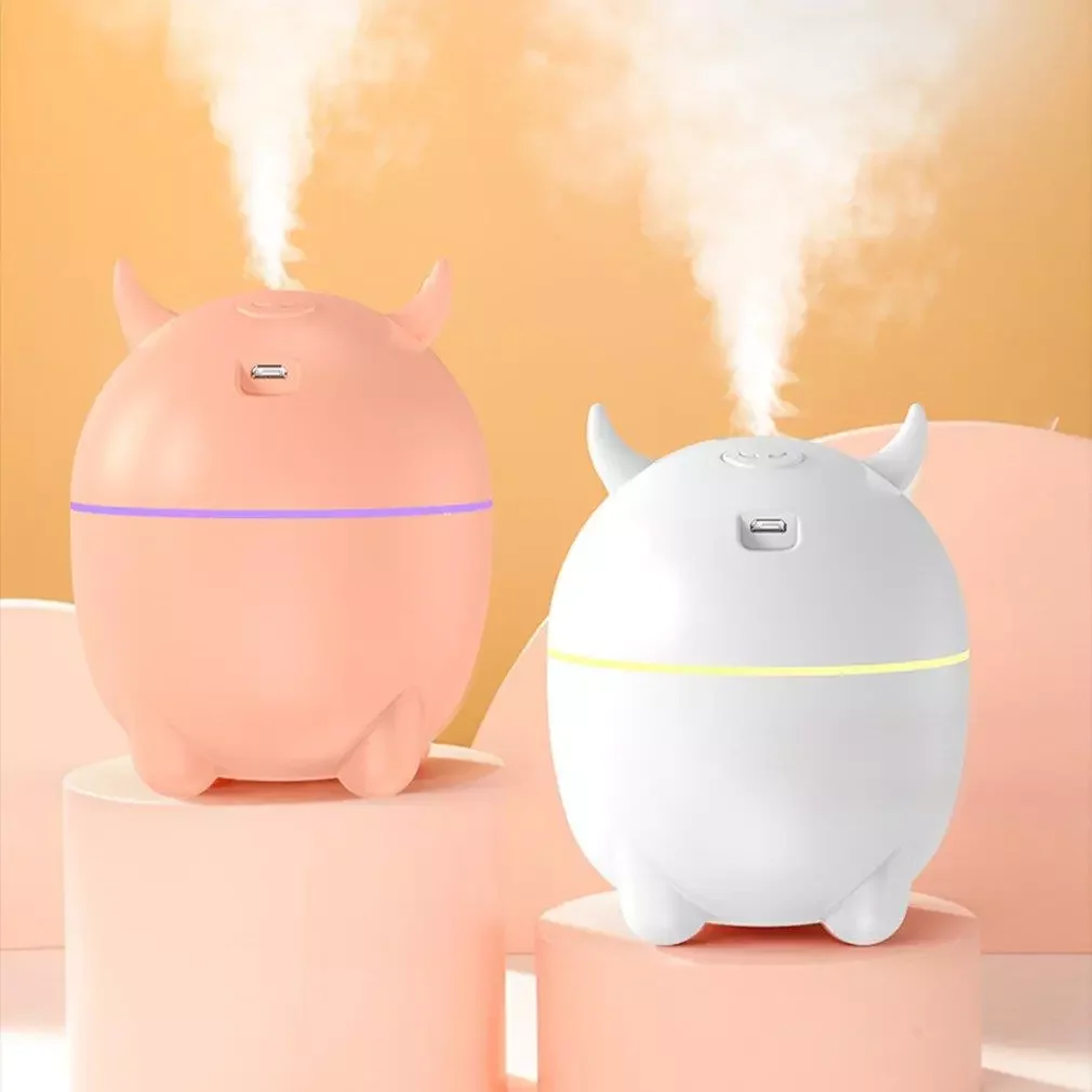 

Humidifier Cute Pet Mini Household Small Moisturizing Aromatherapy Car Creativity Cartoo Cow USB Humidifier LED Mist Maker