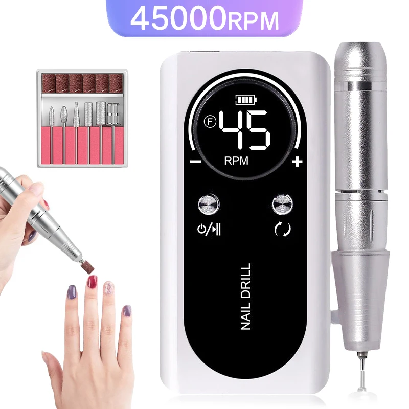 Профессиональная электрическая маникюрная дрель с дисплеем 45000 об/мин