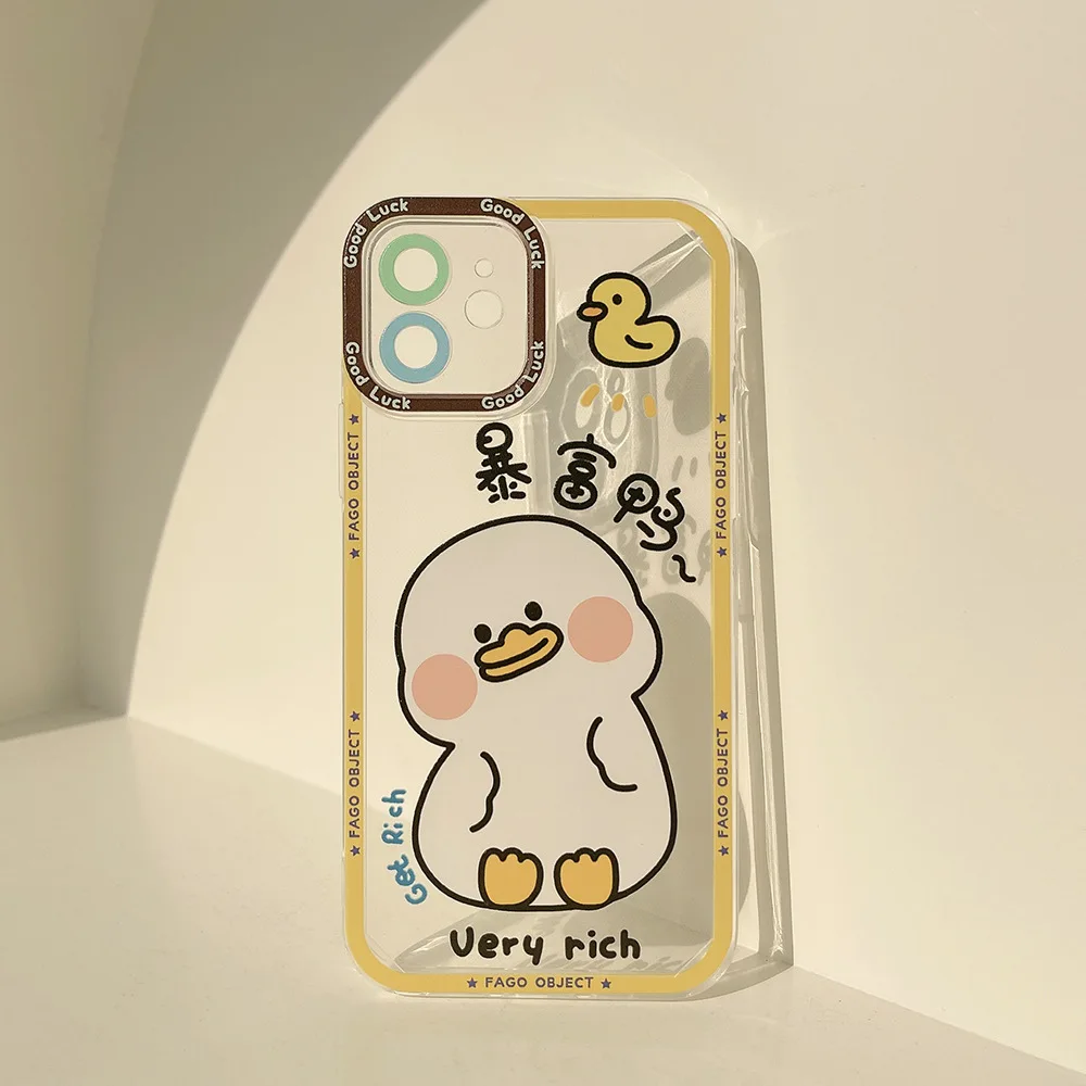 

Cute Cartoon Rich Ducks Korean Phone Case For iPhone 13 Pro Max 12 11 Pro Max X Xs Max Xr 7 8 Plus Cases Soft Silicone Cover