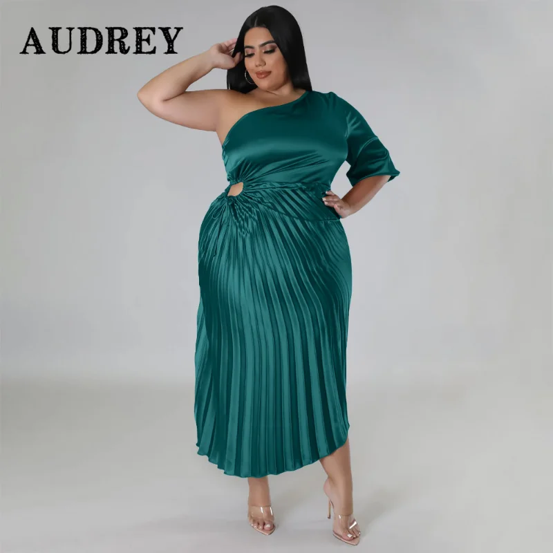 

Женское винтажное асимметричное платье, элегантное плиссированное платье на одно плечо с открытой спиной, ажурное вечернее платье большого размера 5XL