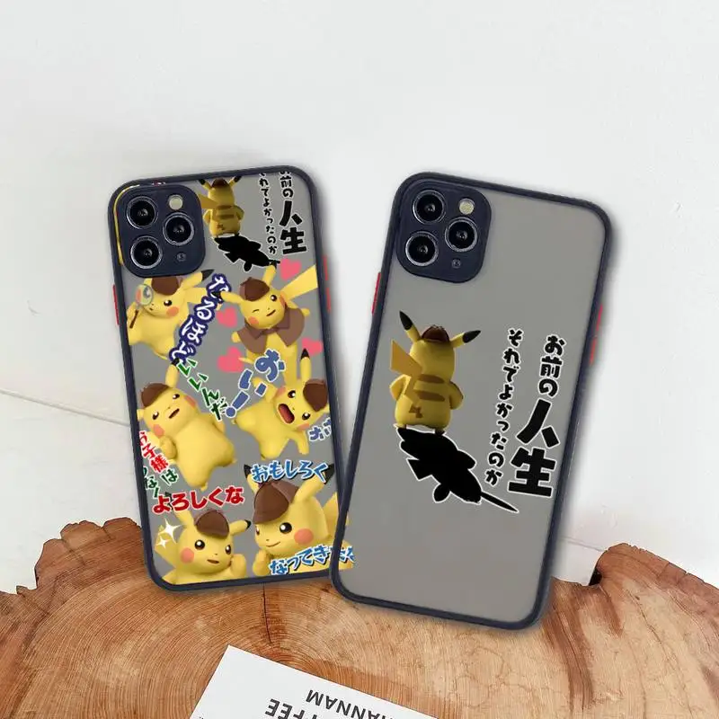 

Cute Cartoon Pokemon Pikachu Phone Case For iphone 13 12 11 Pro Max Mini XS 8 7 Plus X SE 2020 XR Matte Transparent Cover
