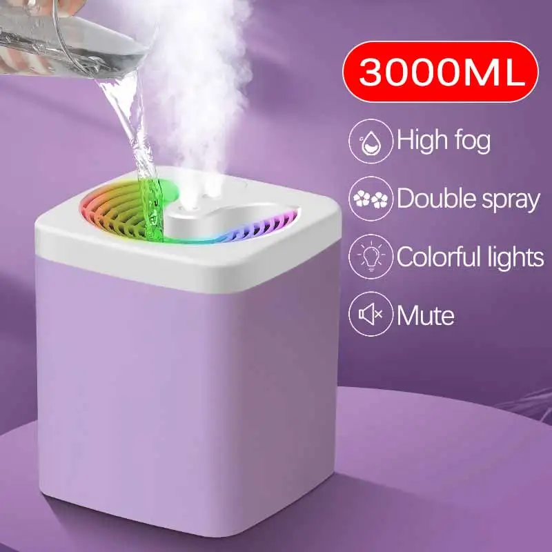 

USB-увлажнитель воздуха с двумя портами распыления, 3000 мл