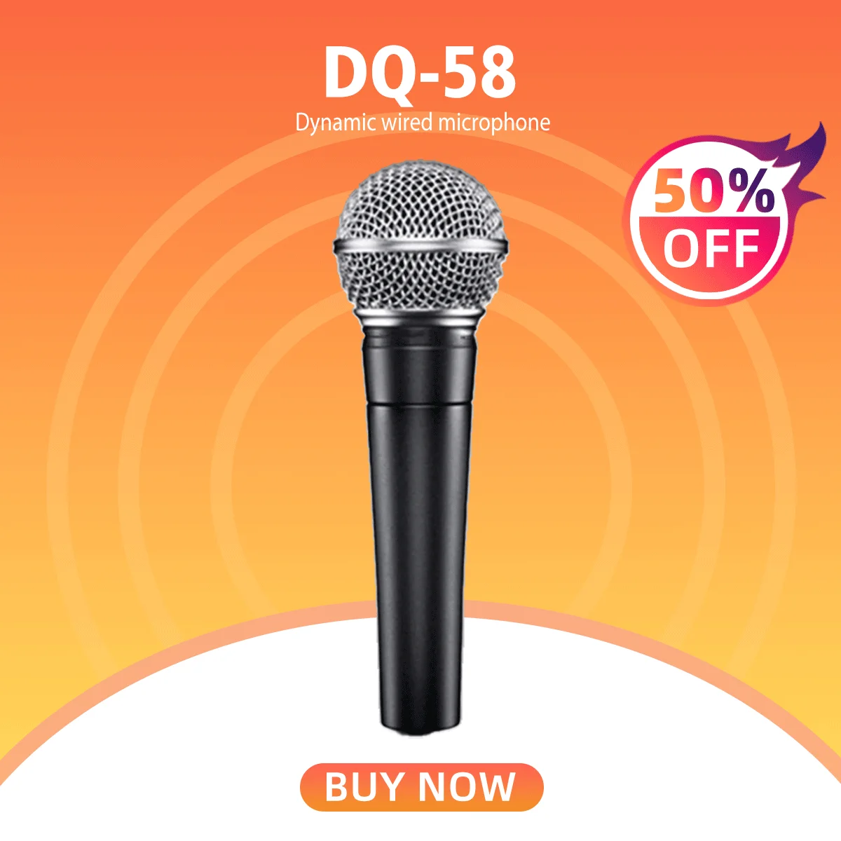 

DQ58 Karaoke Handheld Microphone Singing Church Teacher Vocal Dynamic Mic with On Off Switch for SM58