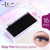 easy fan lashes faux mink eyelash extension fast bloom austomatic flowering self making volume soft natural makeup beauty