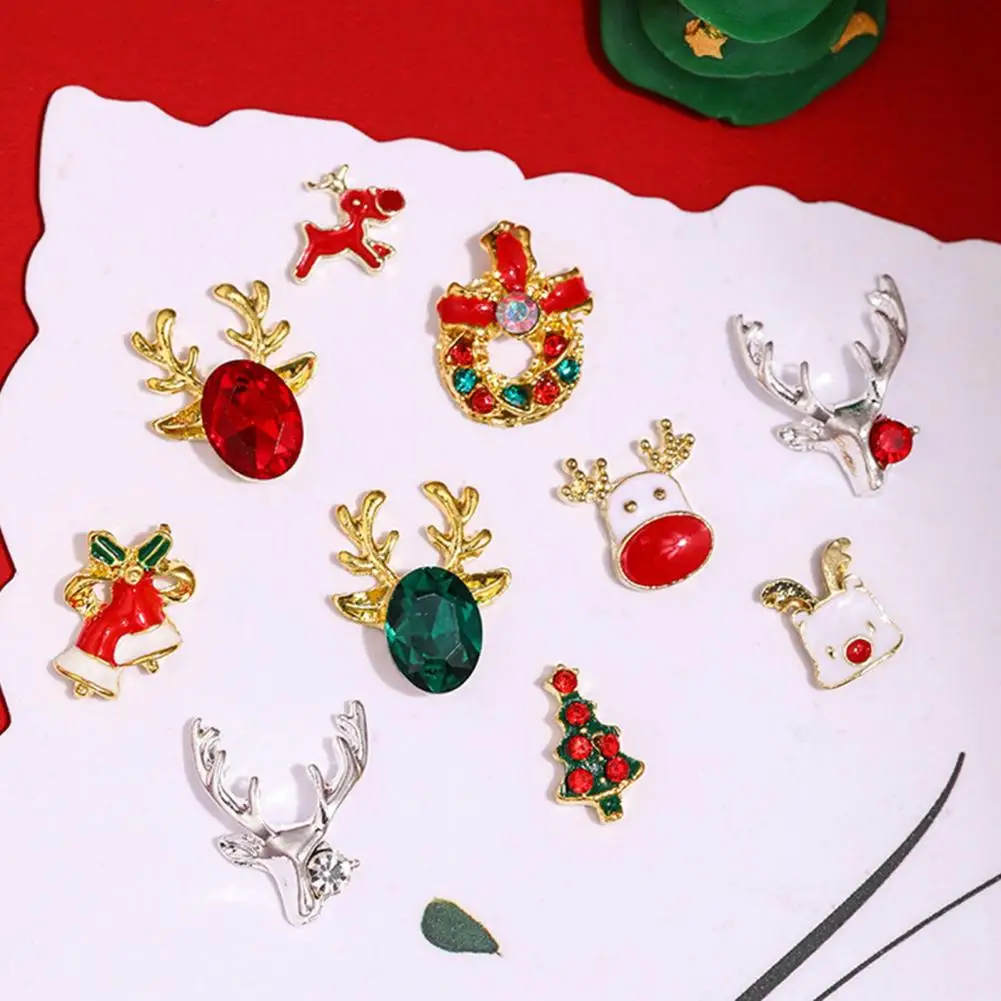 

Rhinestone Nail Stickers Christmas Nail Manicure Rhinestone Set Festive Xmas Cartoon Design with Elk Bells Christmas Tree for A