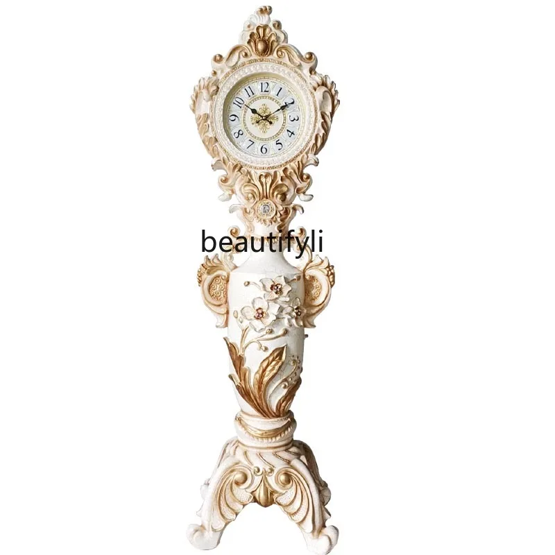 

CXH Villa Decoration Clock Large Clock Noiseless Clock American Large Standing Grandfather Clock Falling Surface Clock