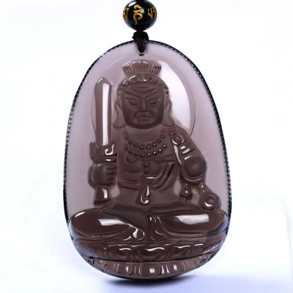 

Natural tawny Obsidian Carved Bodhisattva Amulet Pendant Craft Necklace Crystal Jewellery Jewelry Women Wholesale Healing Dragon
