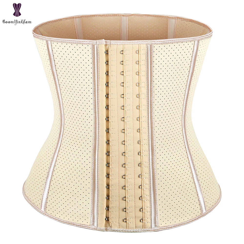 

30cm Latex Waist Trainer Corset 9 Spiral Steel Boned Underbust Korsett 3 Hooks and Eyes Gym Sports Bustier Corselet #947