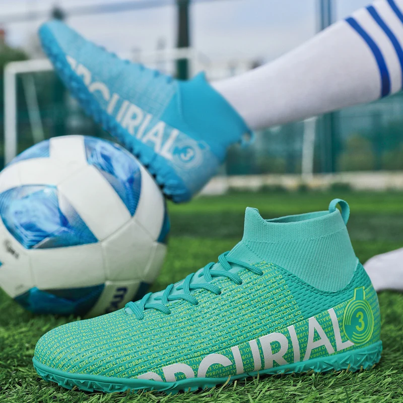 Soccer Shoes Original Unisex Large Size TF/FG Ankle Men Football Boots Outdoor Grass Cleats Football Training Sneakers EUR 31-49