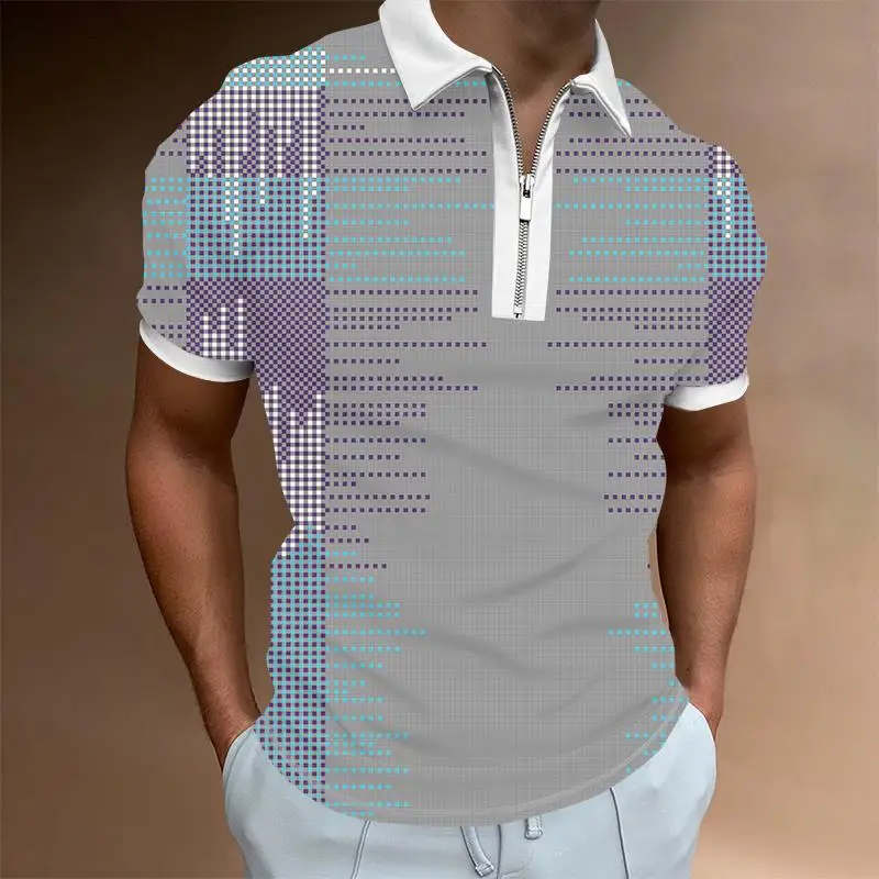 

X Task Force Spring and summer men's polo shirt new zipper 3d digital print polka dot men's top t shirt for man polo 2022