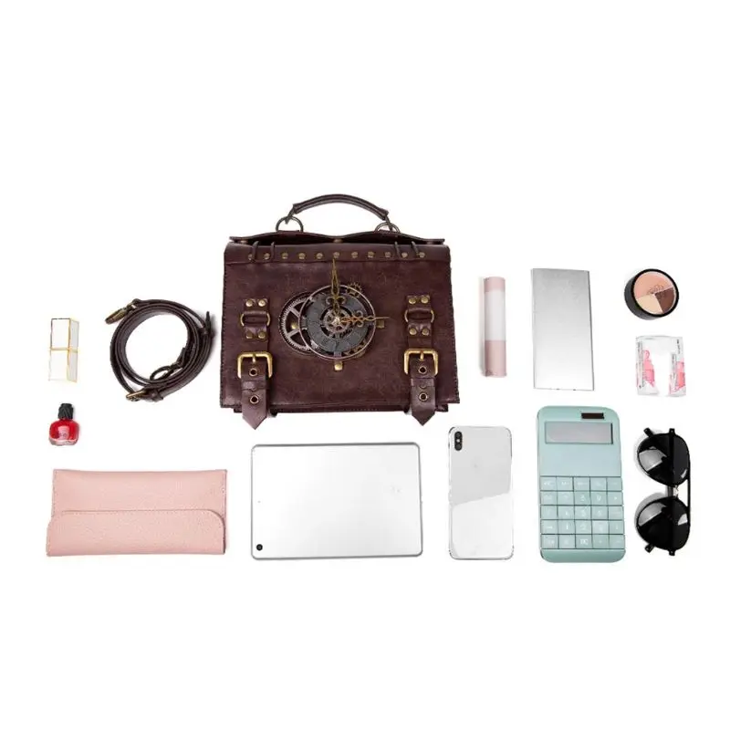 

Women Retro Steampunk Gear Crossbody BagsGothic Shoulder Handbags Satchel Phone Pouch Ladies Messenger Bags