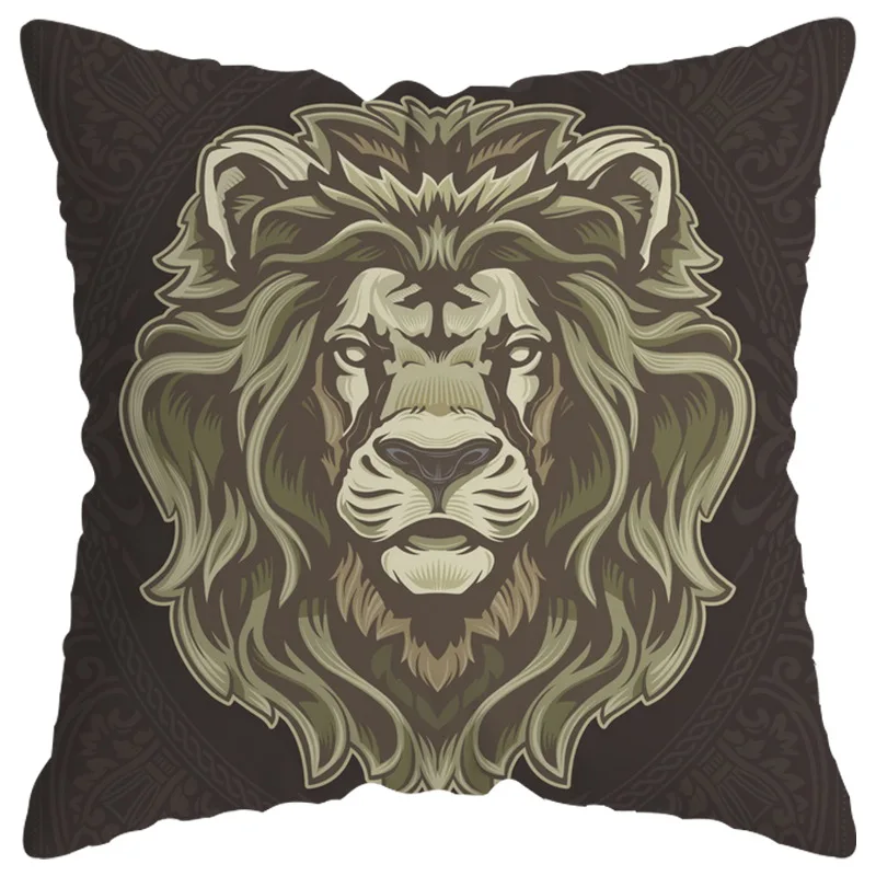 

Модная наволочка с изображением Льва, домашняя диванная подушка, прикроватная Подушка, праздничная льняная Подушка PDD-45TSEH01