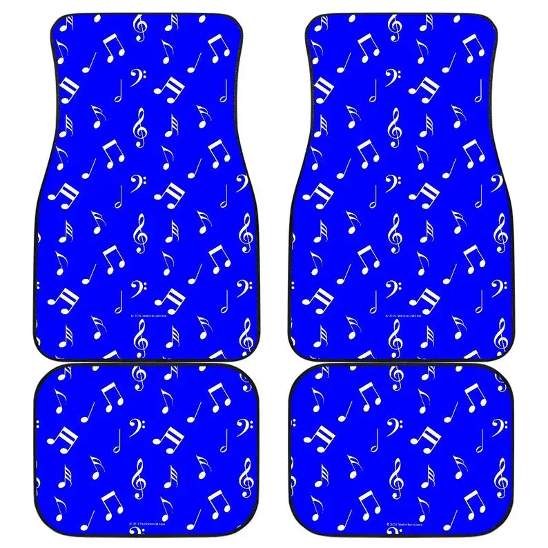 

Musical Notes Design #1 (Blue) Car Floor Mats Set (2 x Front, 2 x Back) - Great Gift For Musicians, Music Lovers, And Music Teac