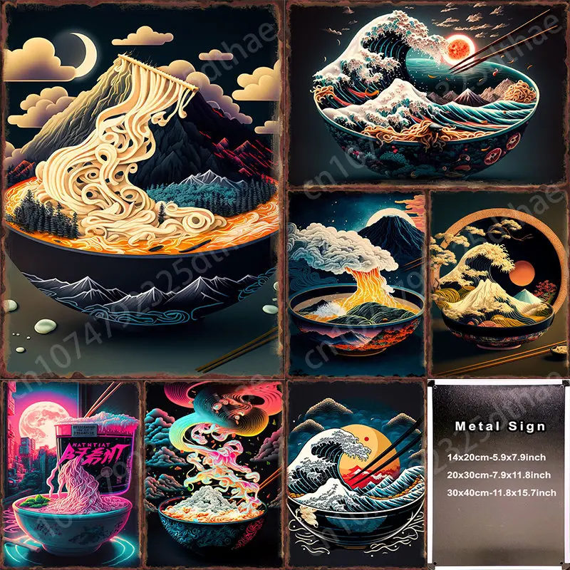 

Neon Japanese Metal Tin Sign Poster for Cat Mount Fuji Painting Picture Art for Shop Bar Wall Home Decoration Aesthetic Plaques