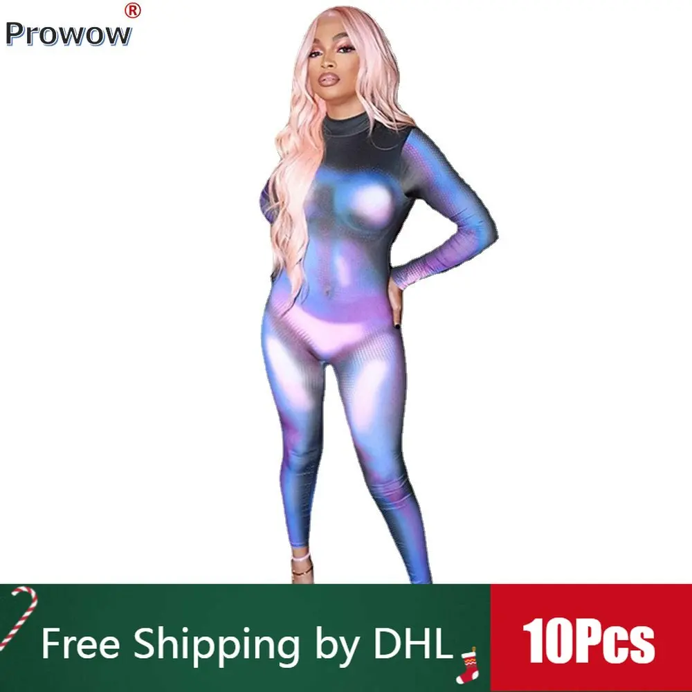 

Женский спортивный комбинезон с принтом, повседневный Облегающий комбинезон с разноцветными вставками, 10 шт., 9661