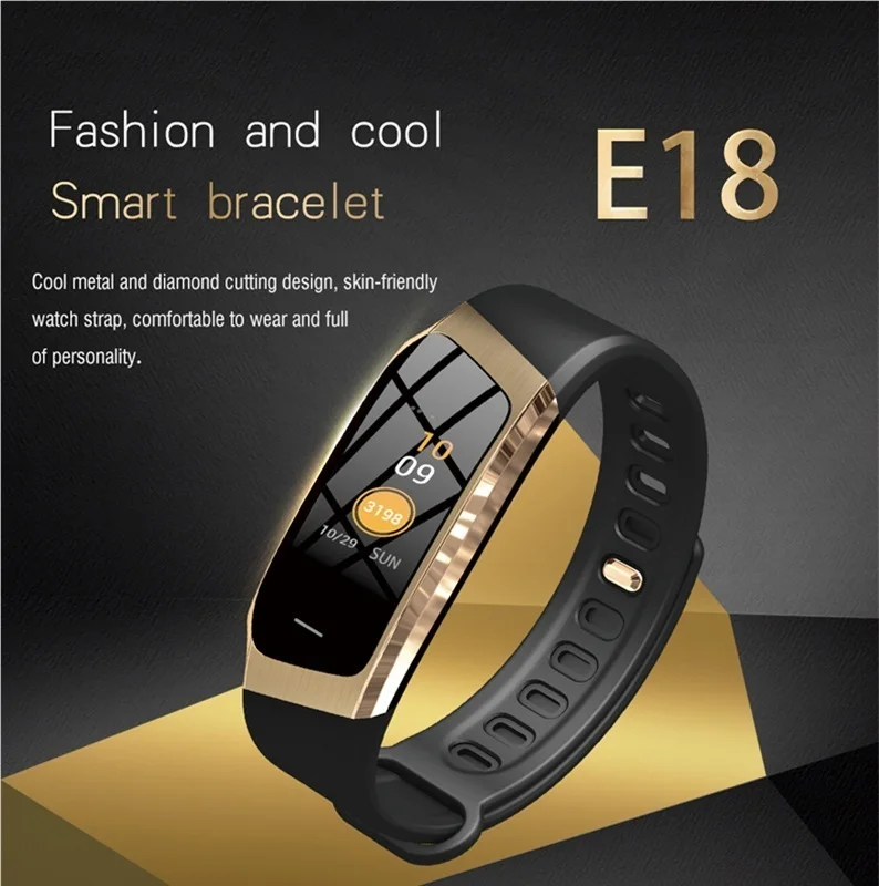 

E18 smart bracelet blood pressure heart rate monitor fitness activity tracker outdoor sports fitness waterproof smart wristband