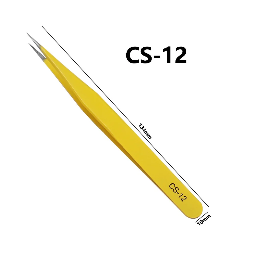 

Промышленный Пинцет CS 1 шт., антистатические щипцы из нержавеющей стали с изогнутыми прямыми наконечниками, инструменты для ручного ремонта...