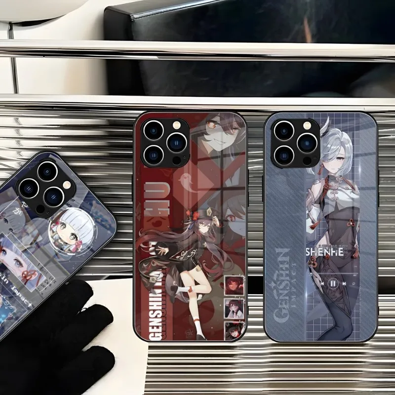 

Genshin Impact Phone Case For IPhone 14 Pro Max Plus 13 12 11 X XR XS 8 7 6 MINI SE 2022 Glass Design Back Cover