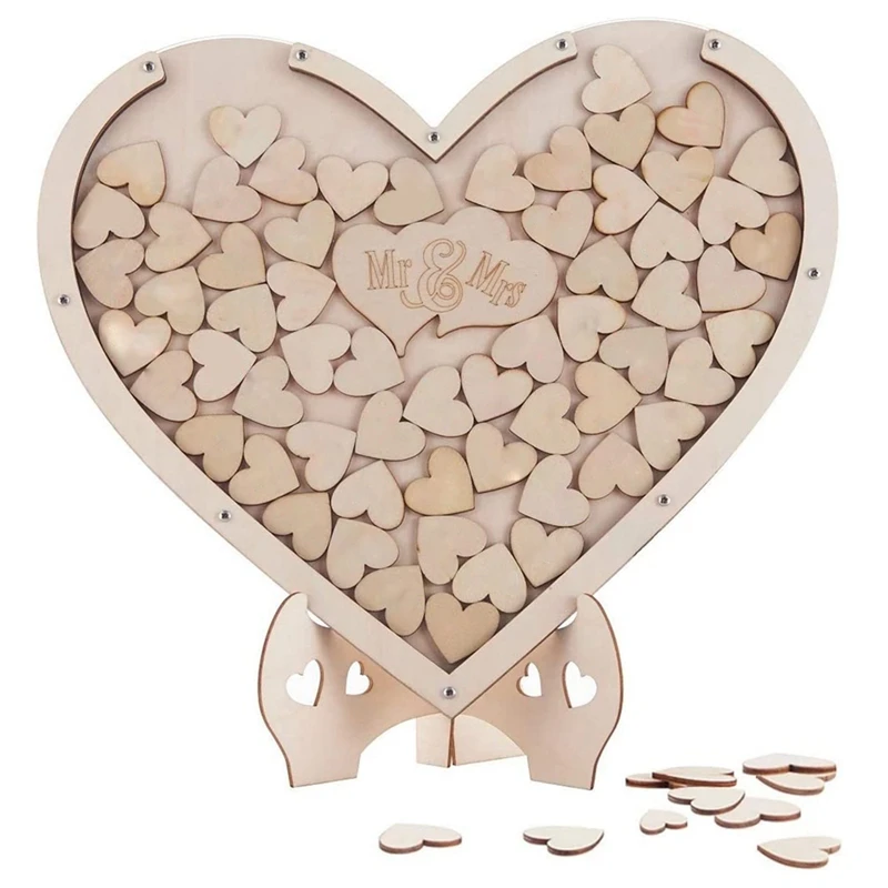 

Свадебная Гостевая книга с подвеской, деревянная книга с сердечками, свадебный подарок