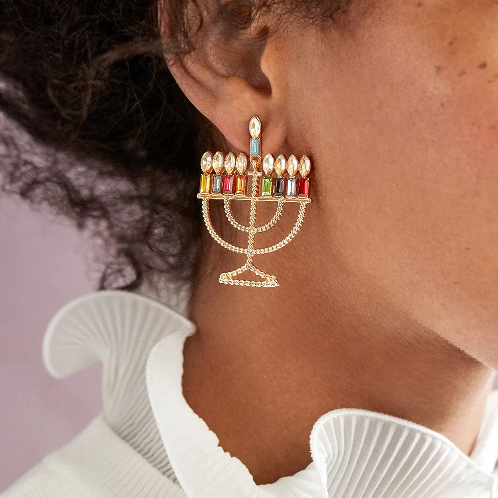 Женские серьги hanukka MENORAH ювелирные изделия из еврейской Хануки праздничные