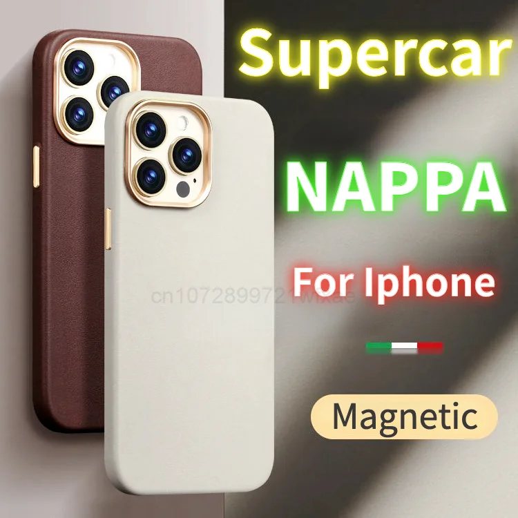 

Магнитный чехол Nappa для IPhone 14 Pro Max, Оригинальный чехол из коровьей кожи для IPhone 12 13 14 Pro Max SE 2022 2020
