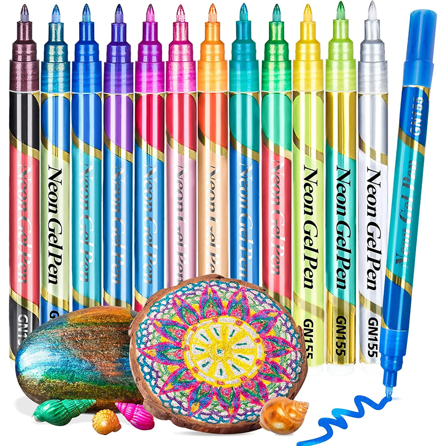 

Glitter Metallic Paint Marker Pens 12 Glitter Color Markers for Kids Water-Based Sparkle Marker Pen with Fine Tip for Painting