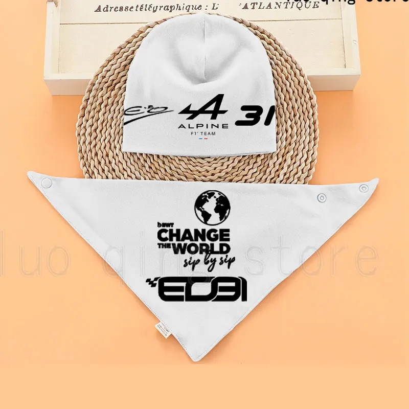 

New F1 Motorsport Outdoor Extreme Sports Enthusiast BEBE Hat Triangle Scarf Hot Sale 2023 Baby Boys and Girls bibs Alpine Team