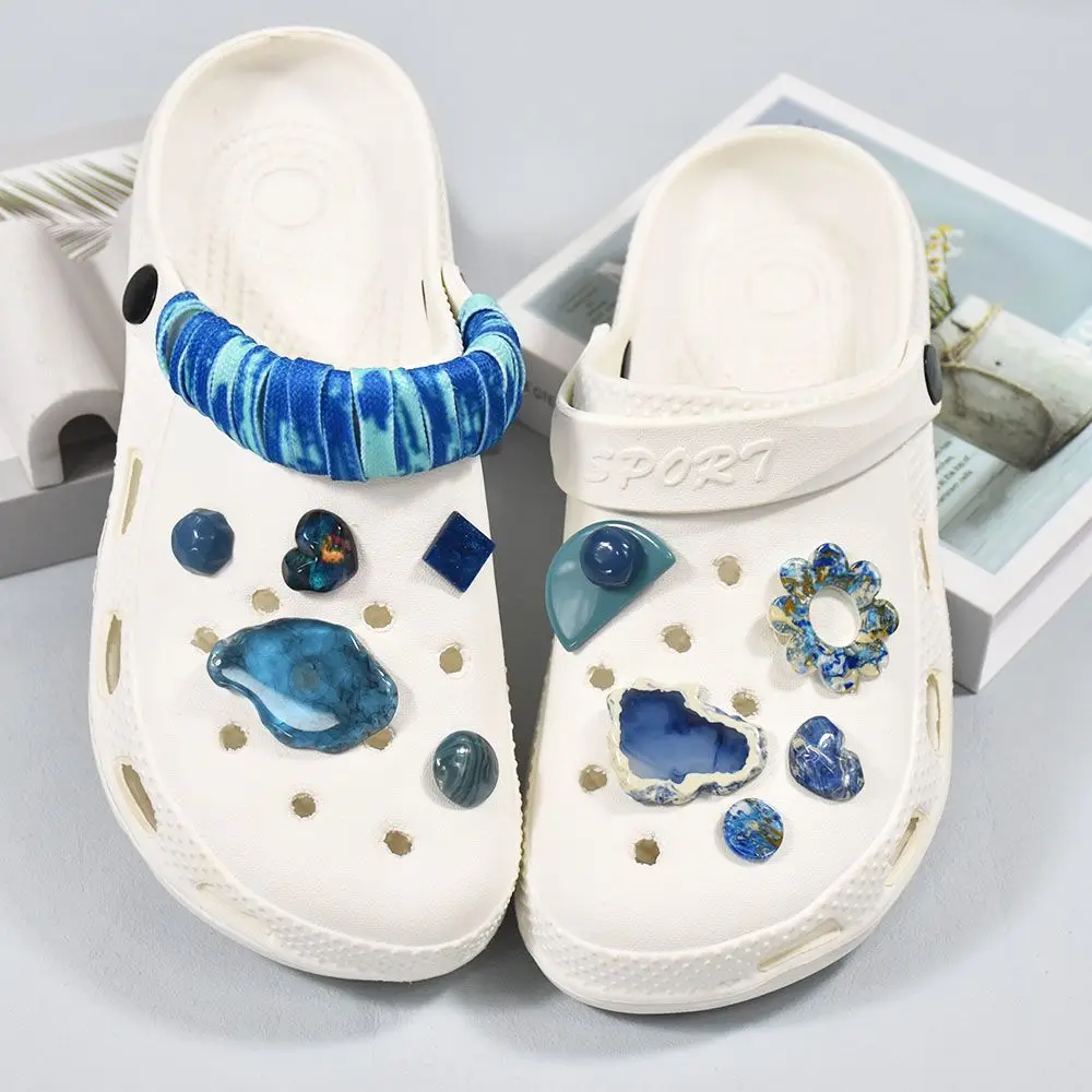 

Ins Hot Croc Charms Designer Blue Starry Sky Agate Luxury Adornment for Clogs Sandals Elegant Clogs Jeans Beautiful Accessories