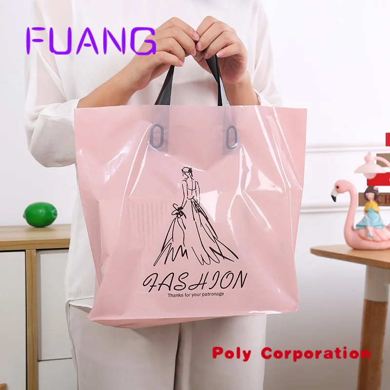 Custom poly bag soft loop handles LDPE/HDPE Shopping clear plastic bag for clothing packaging