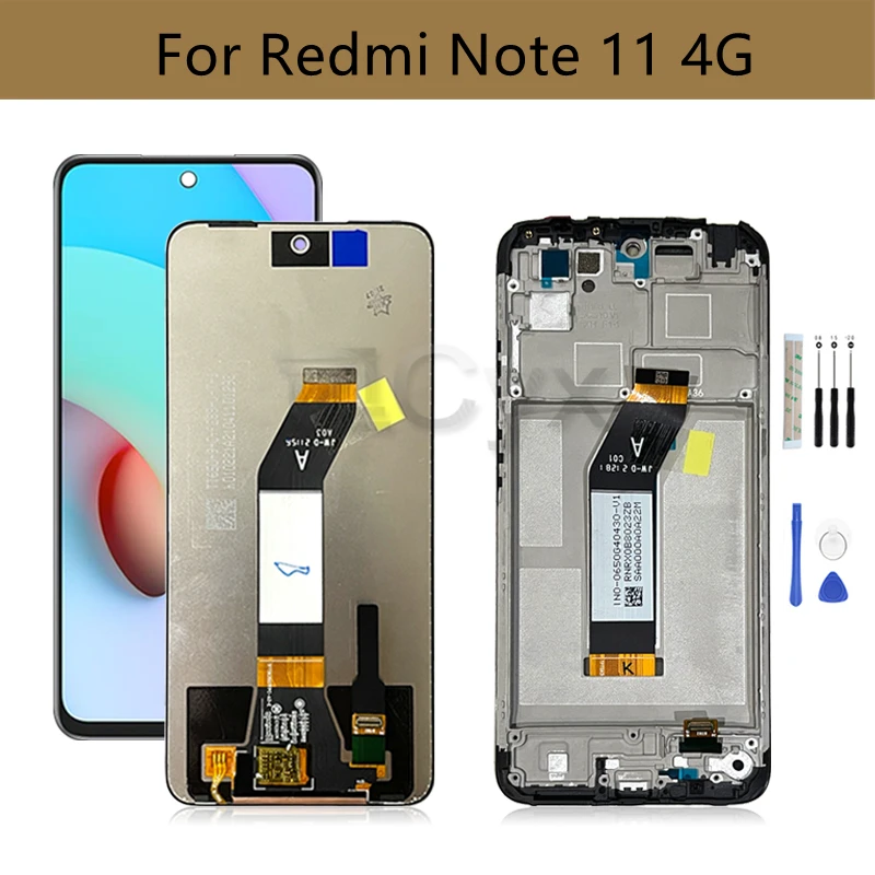 

For Xiaomi Redmi Note 11 4G LCD Display Screen Touch Digitizer Assembly 2201117TG Screen Replacement Repair Parts With Frame