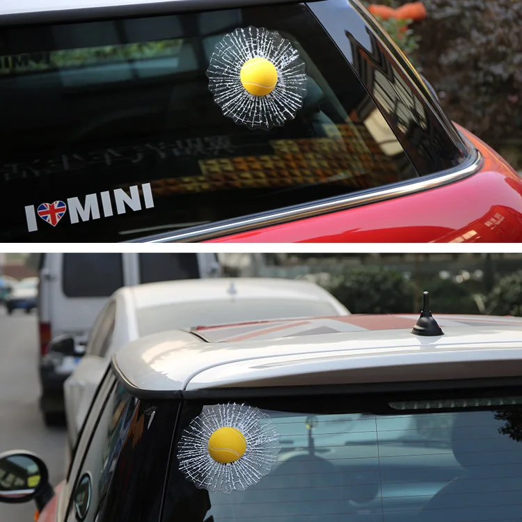 

Car-styling 3D Car Sticker Football Basketball Tennis Baseball Hit The Glass For Ford Focus Volkswagen Golf 4 5 6 7 Polo Audi A3