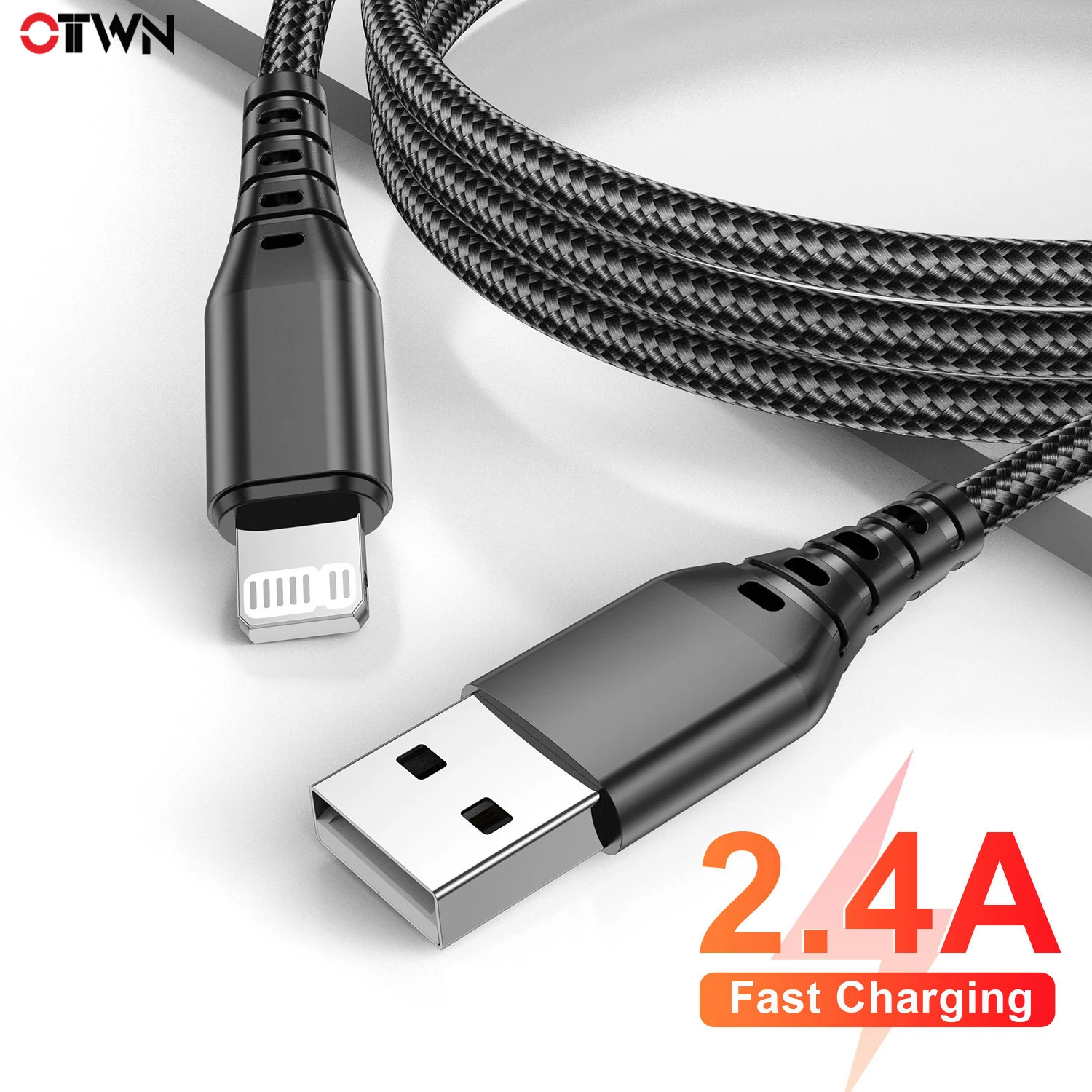 

OTTWN USB Cable for iPhone 14 13 12 Pro Max Mini 11 SE Xs X 8 Plus 7 6 2.4A Fast Charging Data Cord for Airpods iPad 0.25M 1M 2M