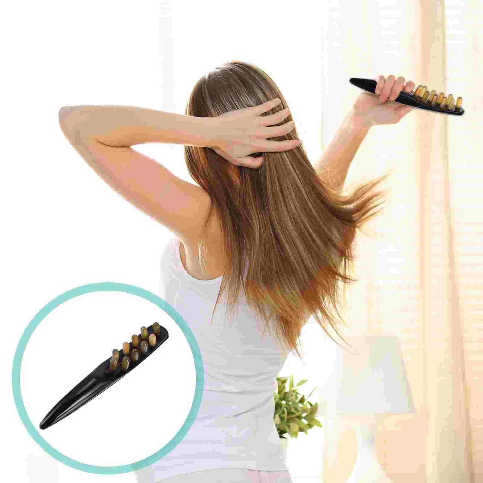 

Comb Head Tool Scalp Hair Scraping Horn Ox Brush Men Beard Scratcher Spa Massaging Shaping Treatment Acupoint Wide Teeth