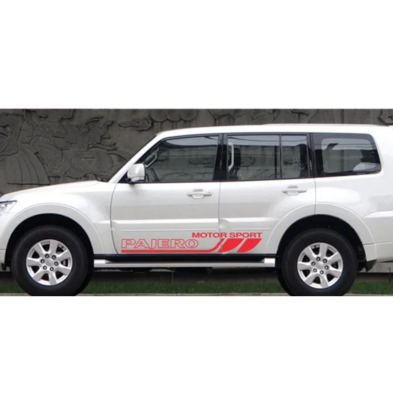 

Боковые наклейки на дверь автомобиля для Mitsubishi Pajero, спортивные полосы, украшение, автомобильные аксессуары для Pajero, наклейки для пленки