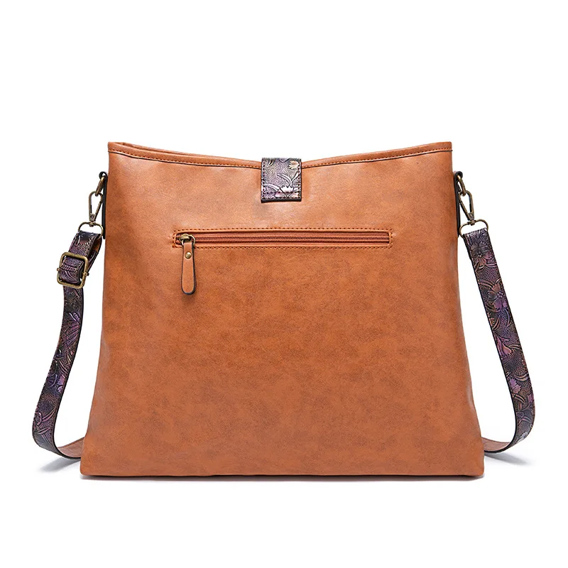 Summer Women's Boho Hand-Woven Print Vintage  Canvas Adjustable One Shoulder Cross-Body Tote Bag