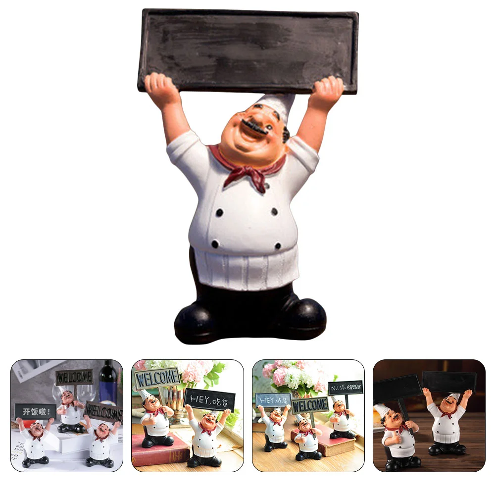 

Chef Statue Figurine Welcome Restaurant Desktop Tableware Figurines French Resin Sculpture Table Cookkitchen Plaque Board Model